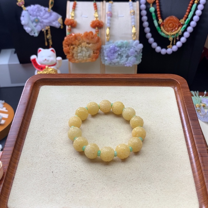 翡翠手链未镶嵌黄翡手串