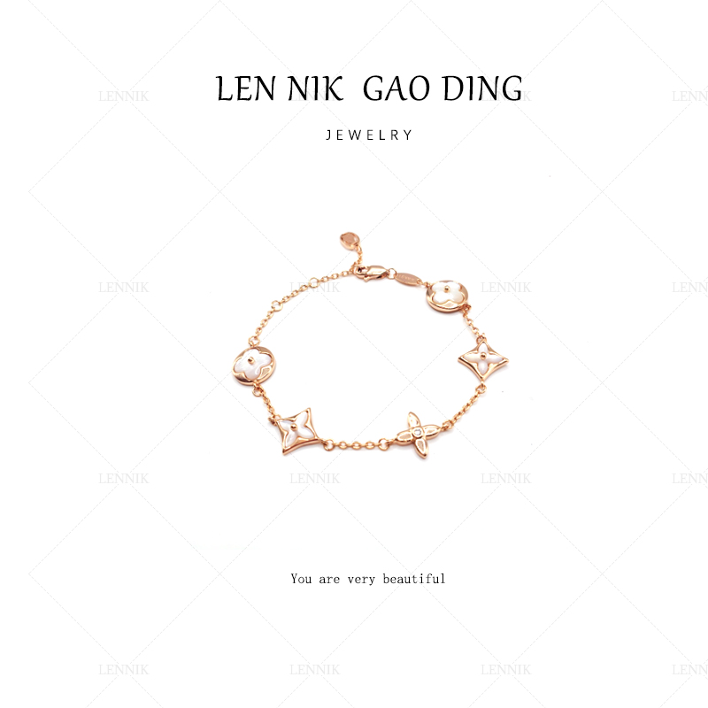 合金合成锆石手链   lennik/lennik - 夏日轻奢百搭老花白色手链