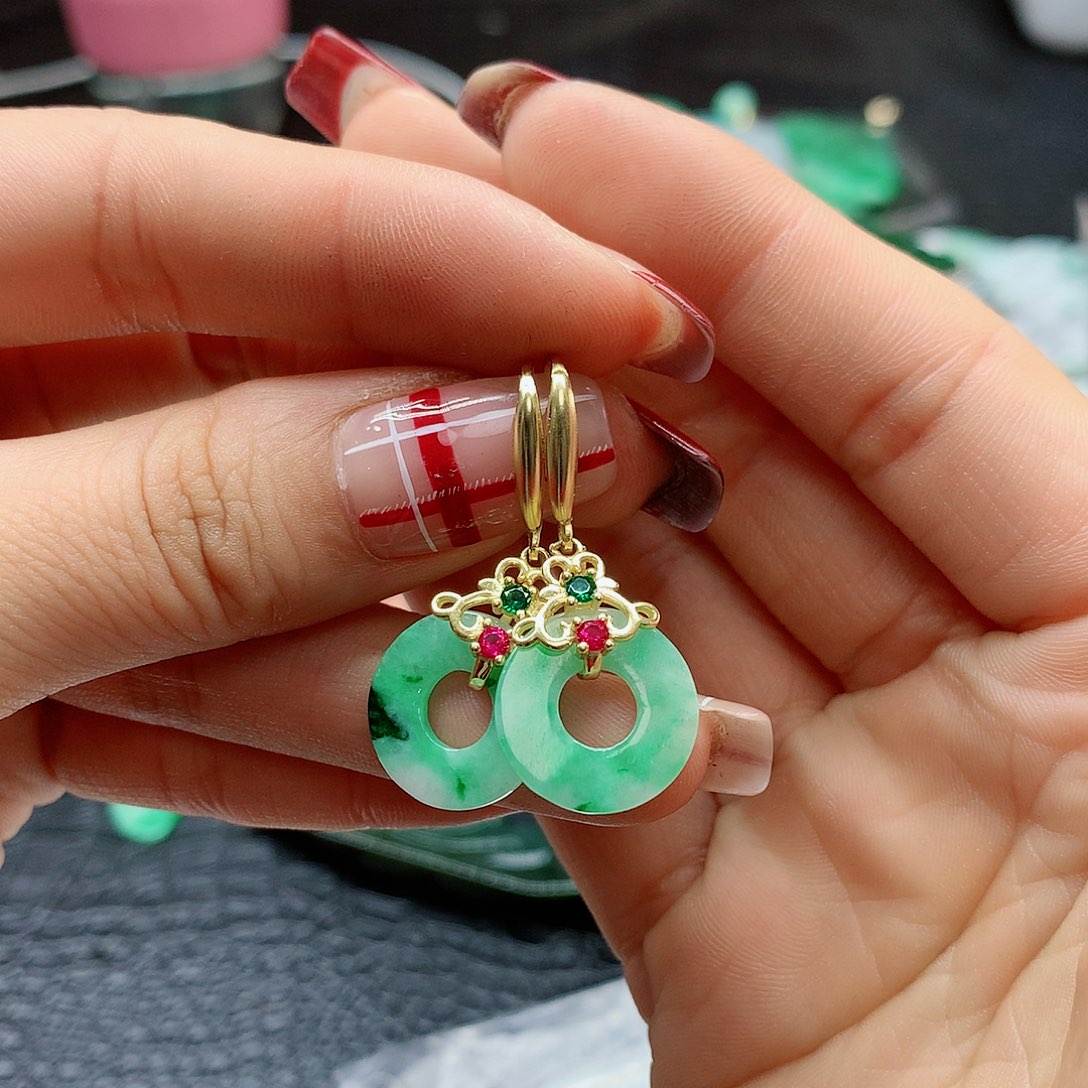 【闪购商品】翡翠耳饰银S925镶嵌，