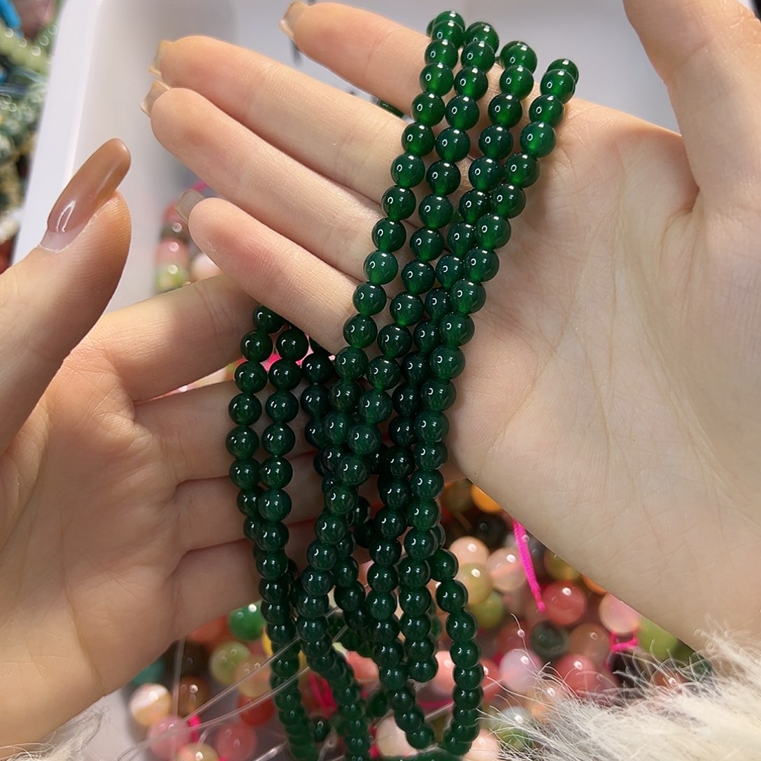 玛瑙/玉髓合金珠宝半成品菠菜绿玛瑙卡6一条