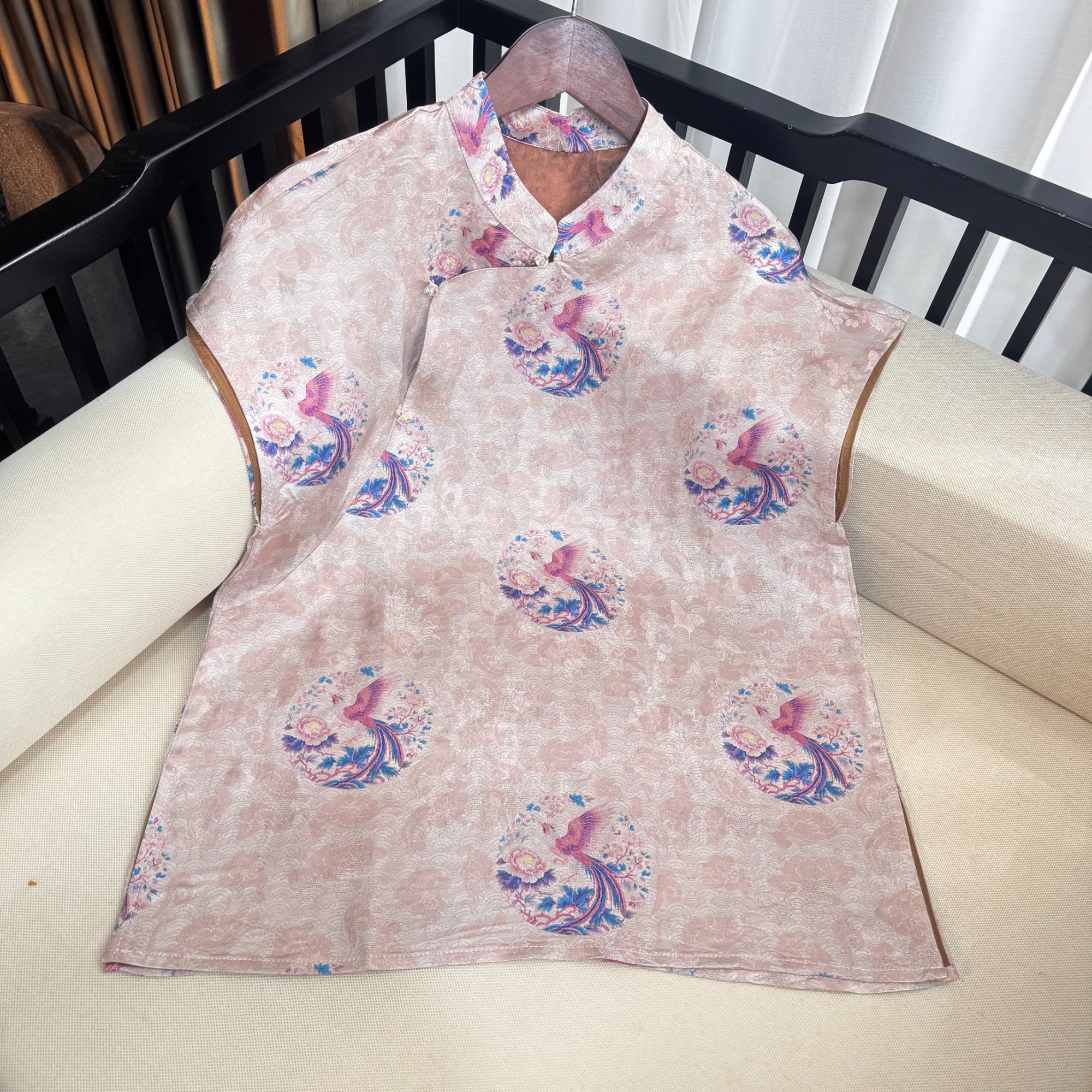 夏季桑蚕丝新款时尚新中式短袖提花显瘦气质上衣女S285