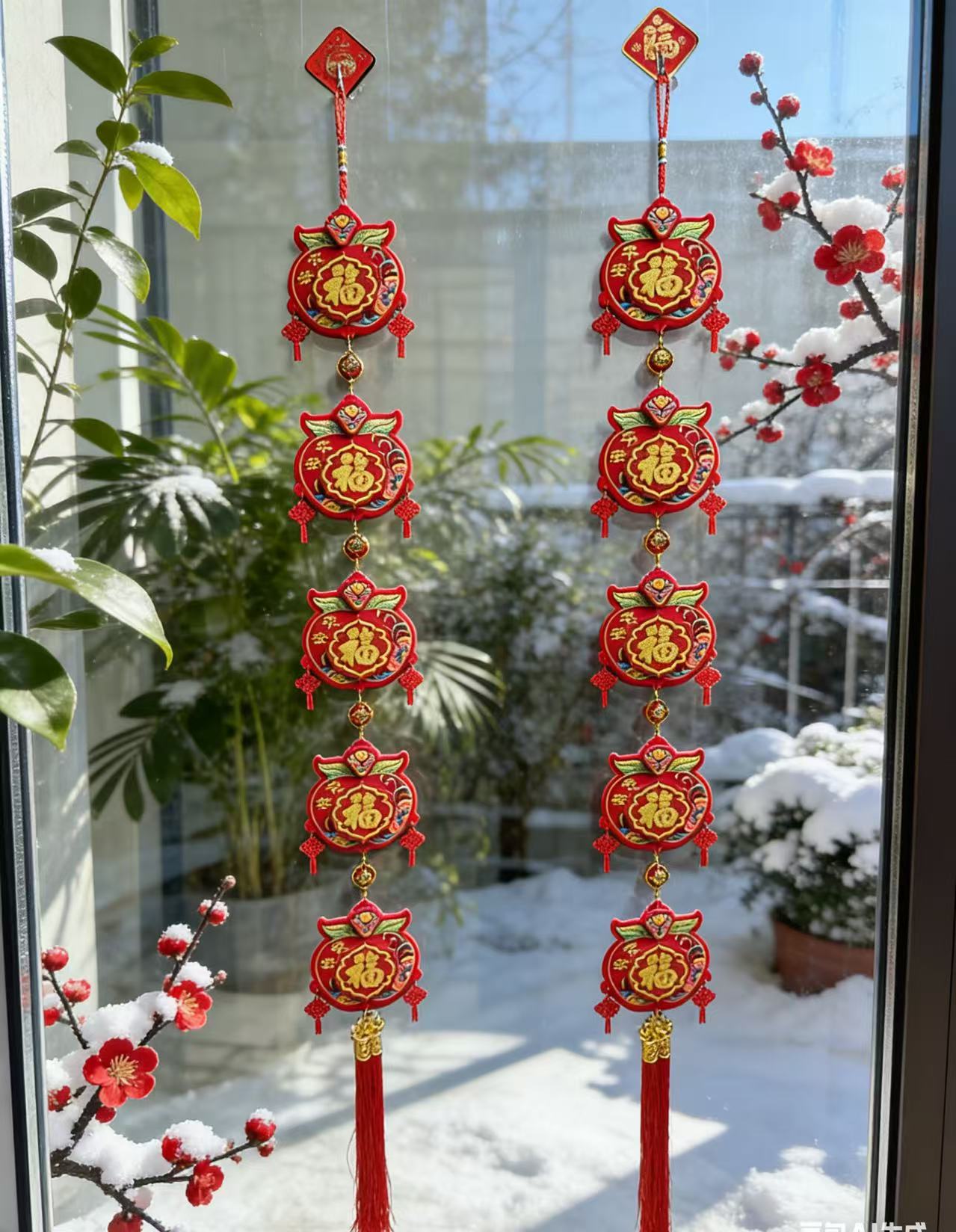 5福苹果牌【2串】随机装饰乔迁挂饰布置客厅挂件福字喜庆