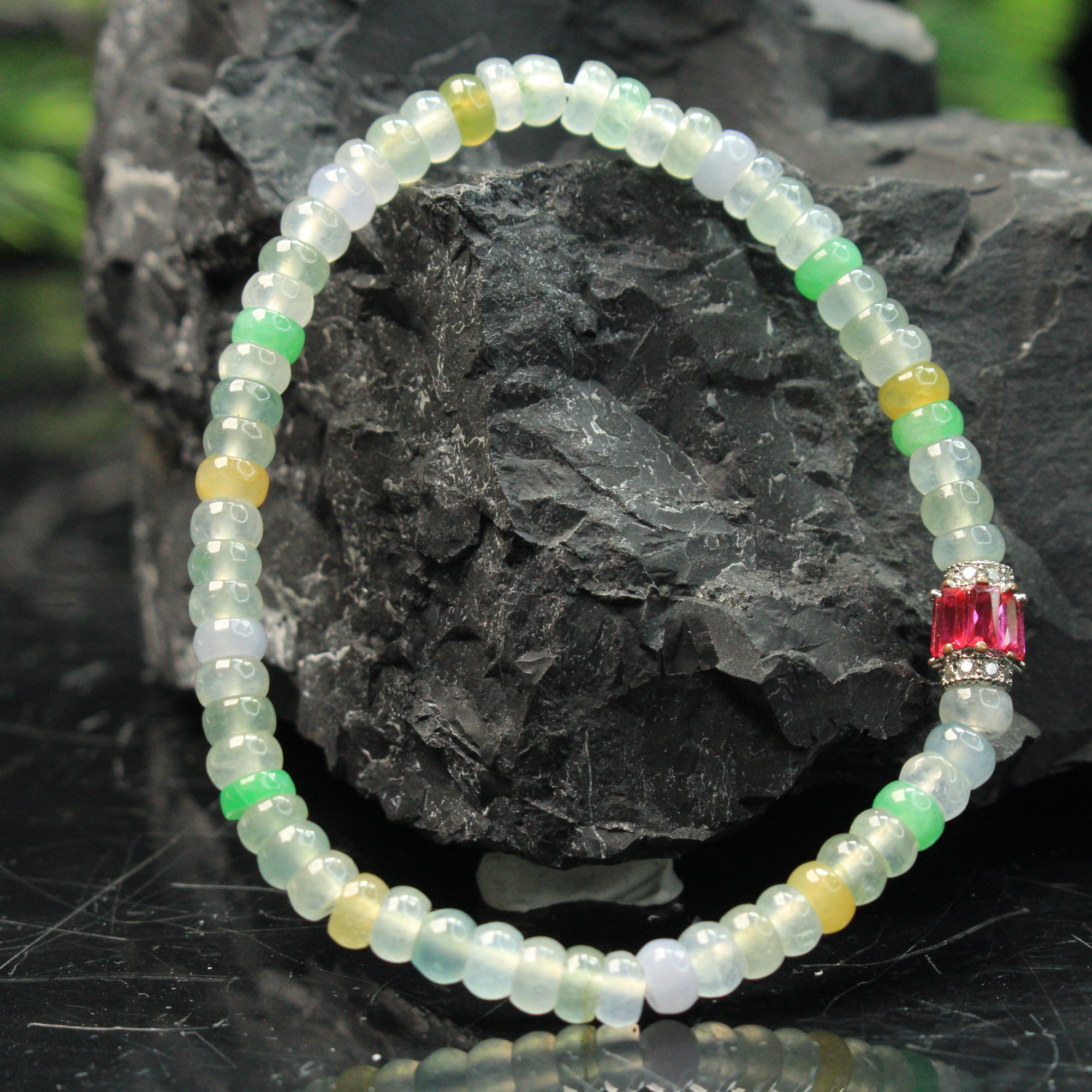 13ZB天然缅甸A货翡翠多宝手串/200037嘉禾臻宝