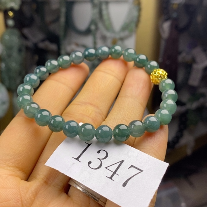 翡翠未镶嵌颈饰蓝水6.8手串