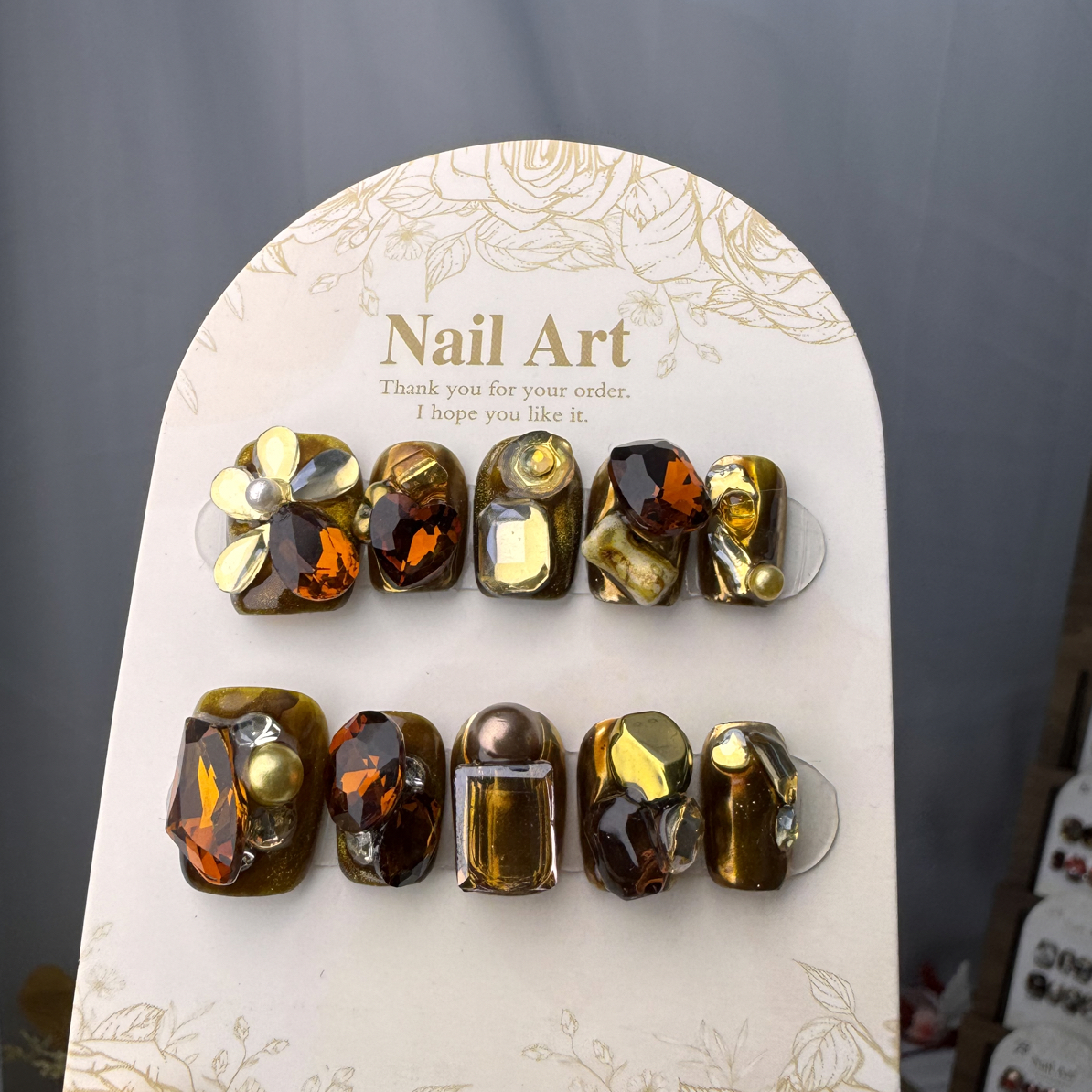 「左岸咖啡」满钻纯手工穿戴甲显白气质高级ins风美甲贴片