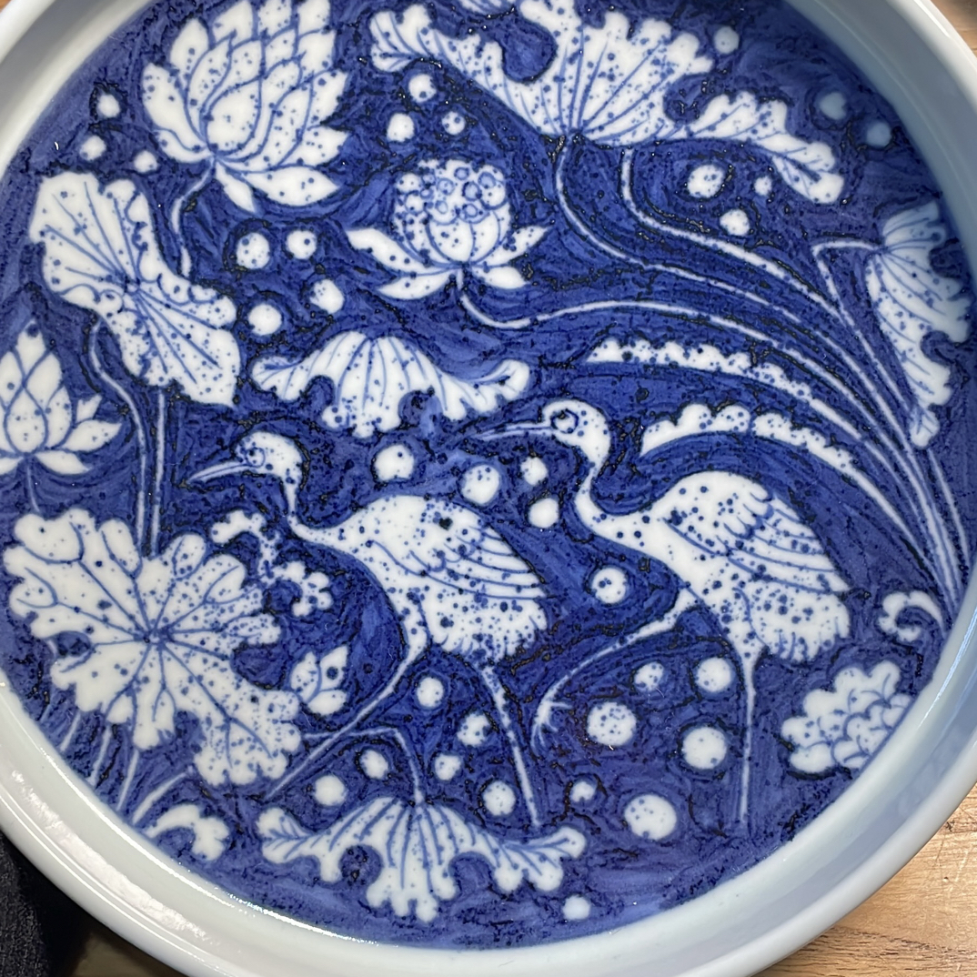 弘元一路连科壶承一鹭莲科青花瓷青花高级小众陶瓷高端壶承盘