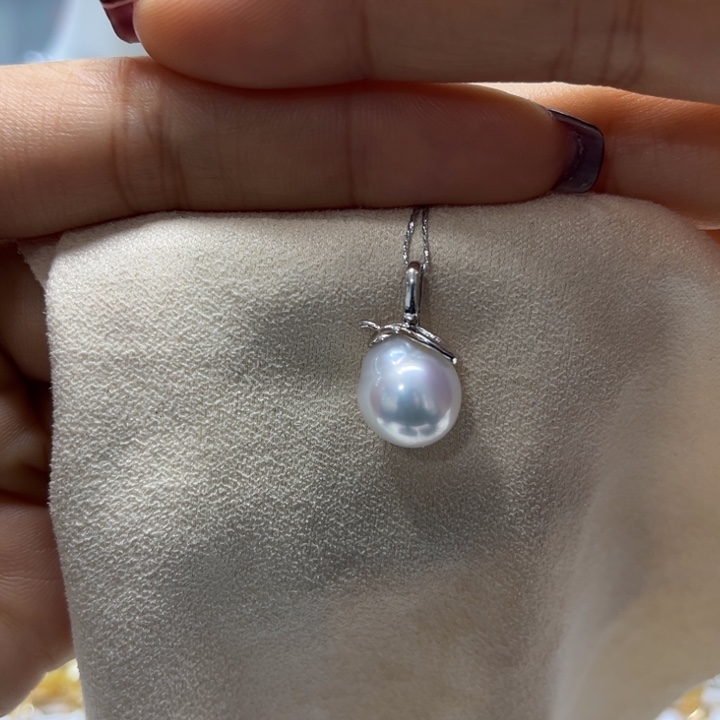 海水珍珠吊坠(不含链)18K金镶嵌11-12mm