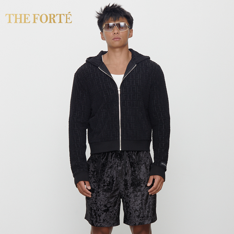 THE FORTÉ  25经典款老花浮雕定制面料连帽开衫