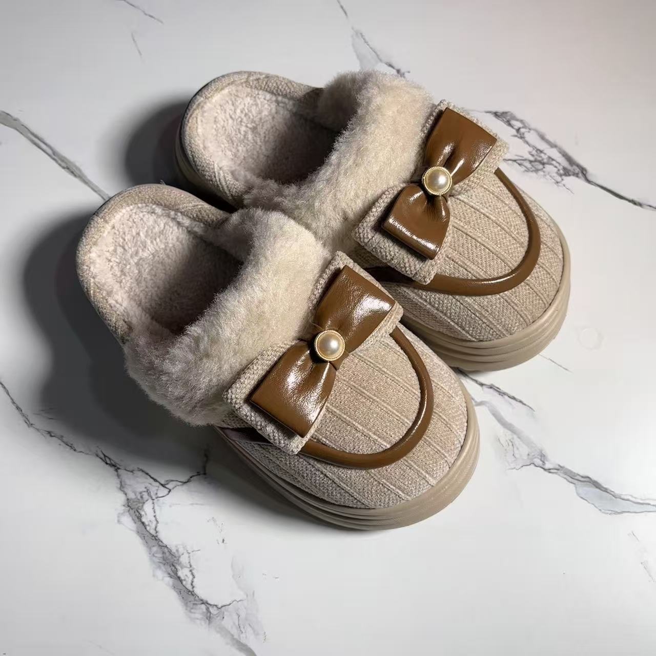 棉拖鞋女款2025新款秋冬季室内家居厚底2529保暖毛绒包头棉拖女