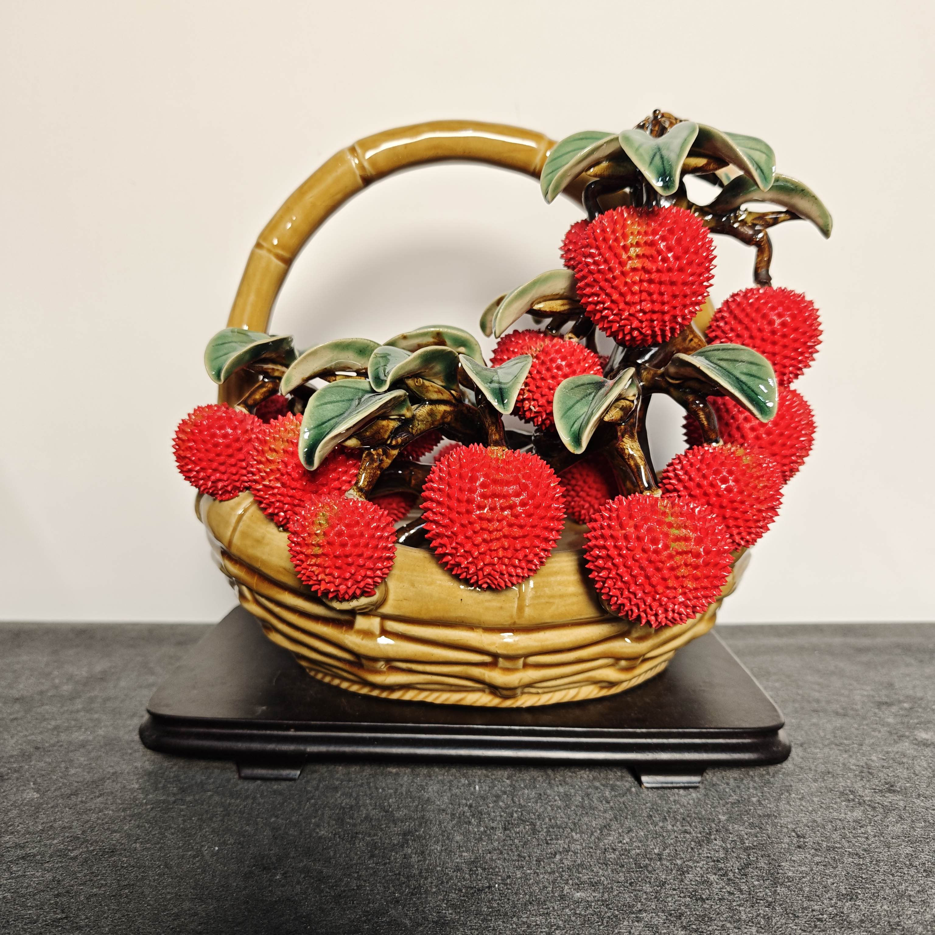 【满堂红-荔枝果篮28cm*22cm*25cm】石湾陶瓷公仔纯手工高档摆件