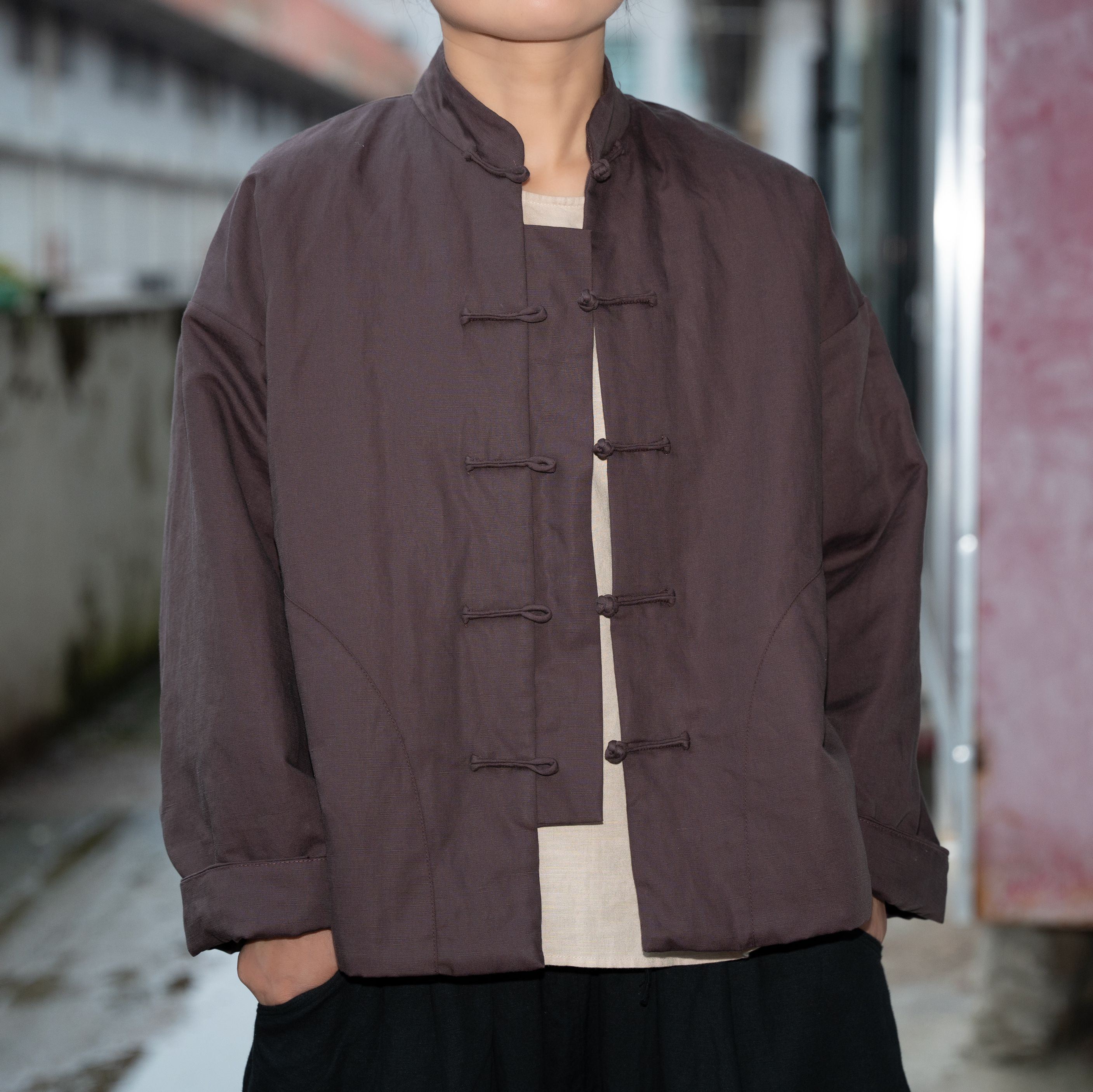 落点落肩立领棉衣棉服外套常规棉袄长袖清冷系禅意国风新中式女装