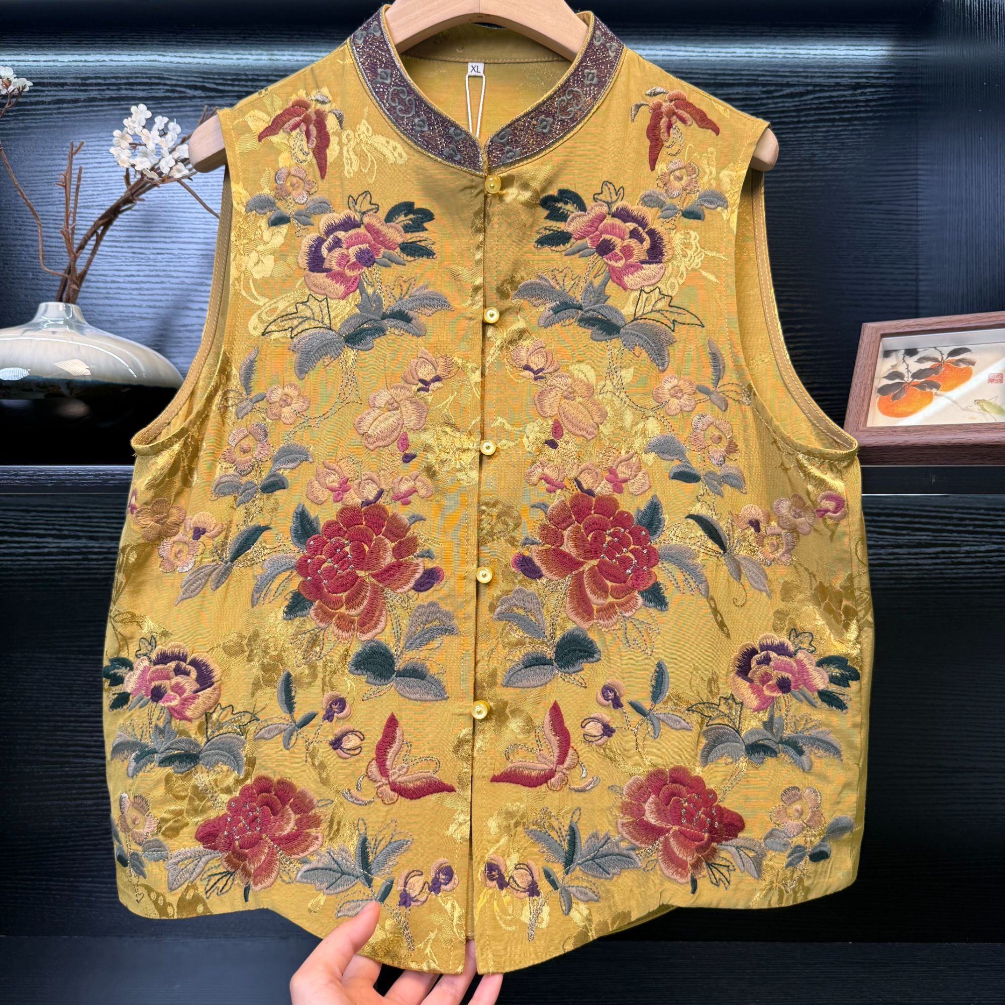 中式改良满面刺绣马甲2125