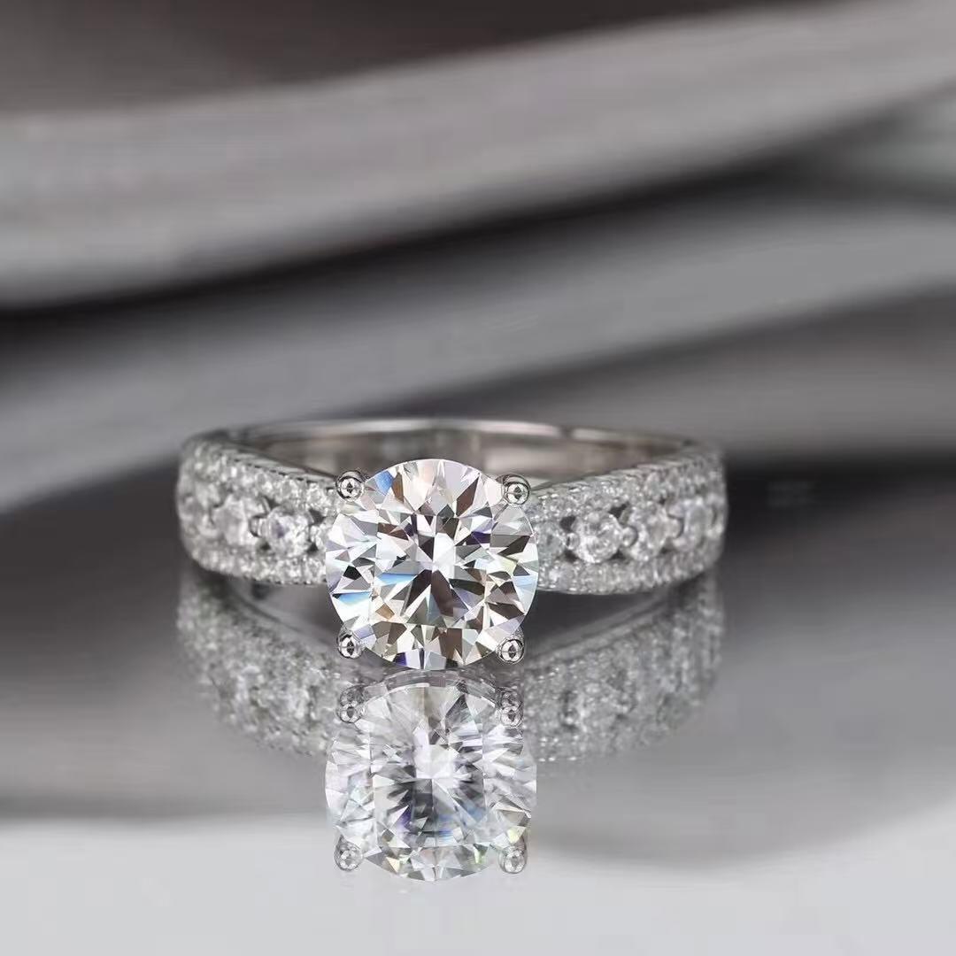 925银莫桑石银制品 星海女戒1-3克拉