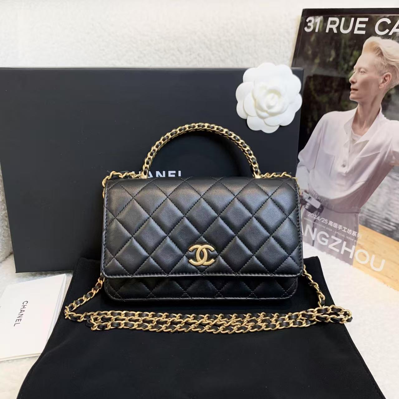 99新 Chanel/香奈儿 壹臻/ 22k黑金穿链手柄woc包 38350402