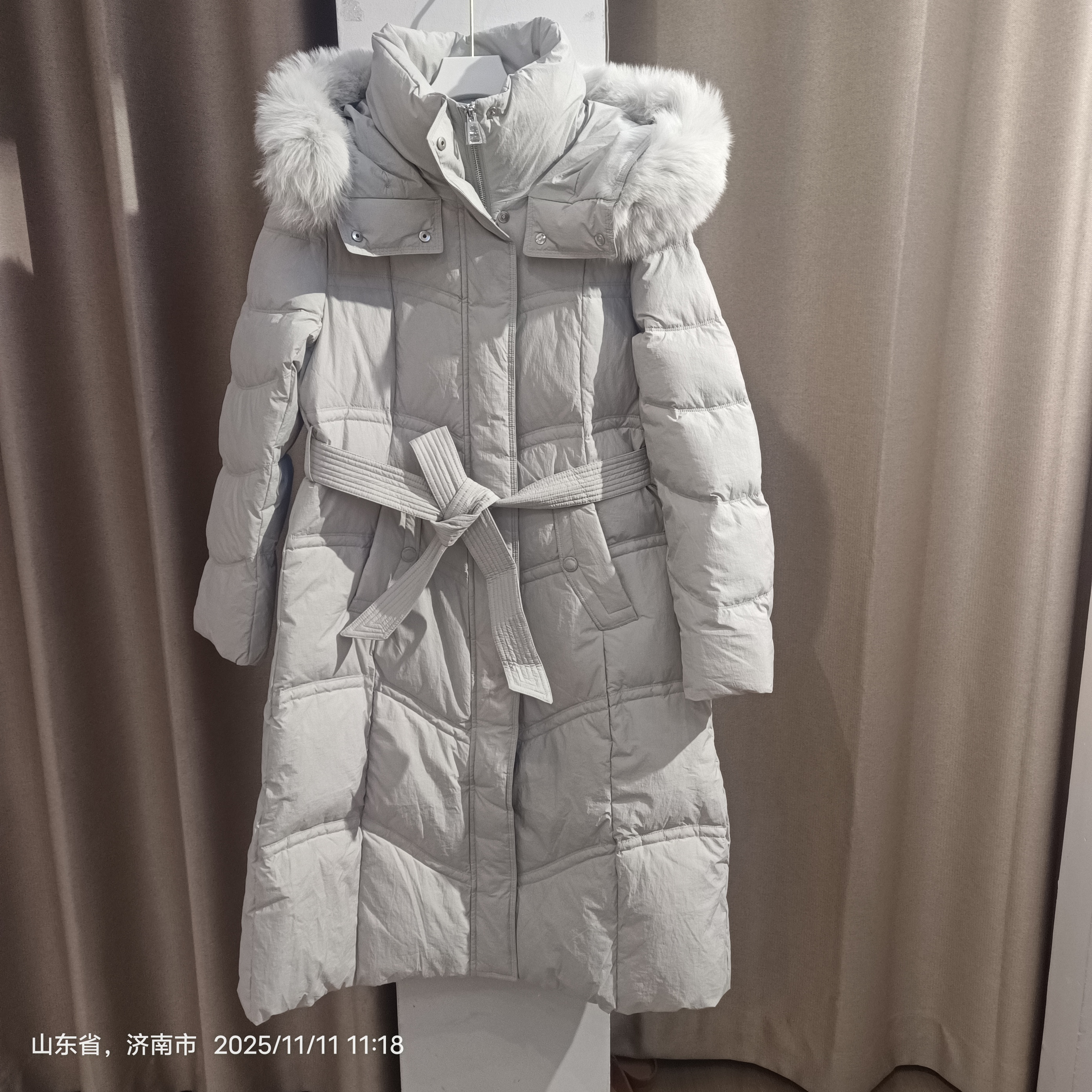 麦寻专柜长款韩版千金风厚款连帽90鸭雨服