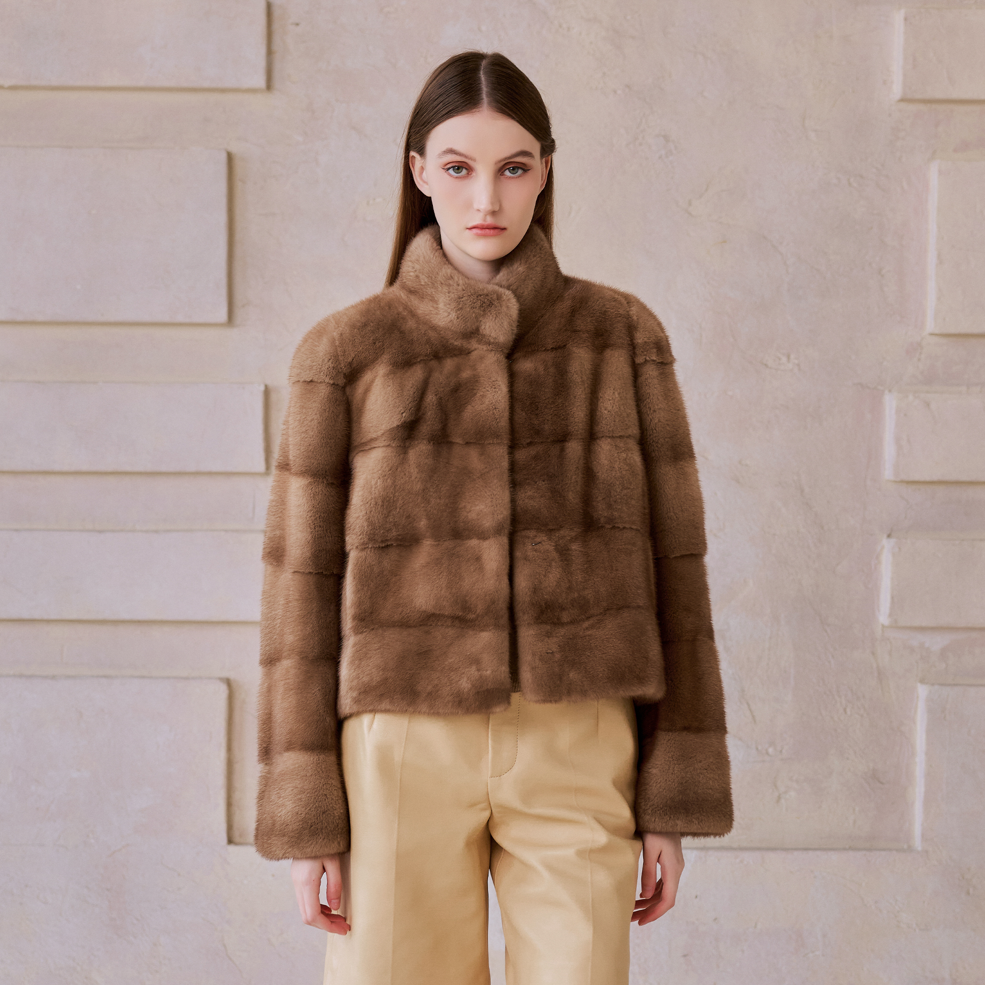 lolo皮草 MKA6315 欧洲进口水貂立翻领必入款水貂外套百搭皮草女