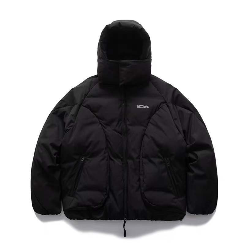 冬季情侣加厚纯色户外保暖帽子可拆卸宽松百搭羽绒服外套