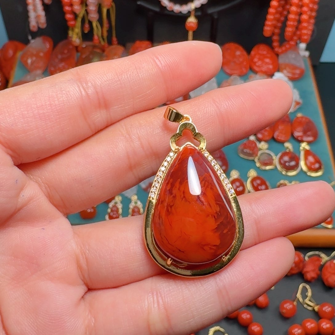 南红玛瑙南红玛瑙银S925镶嵌