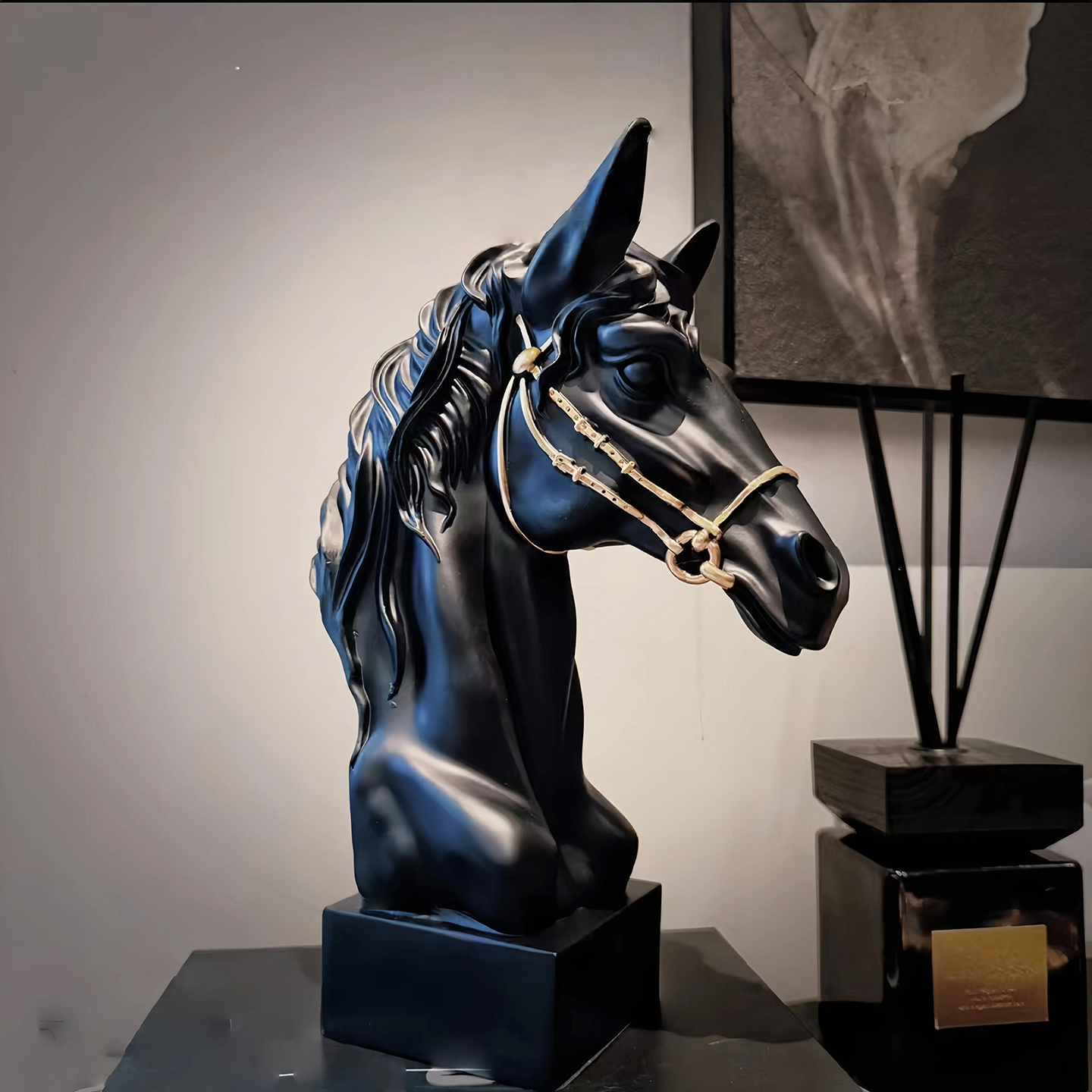 法式现代创意马头雕塑摆件客厅展示柜酒柜办公室高级装饰乔迁新居