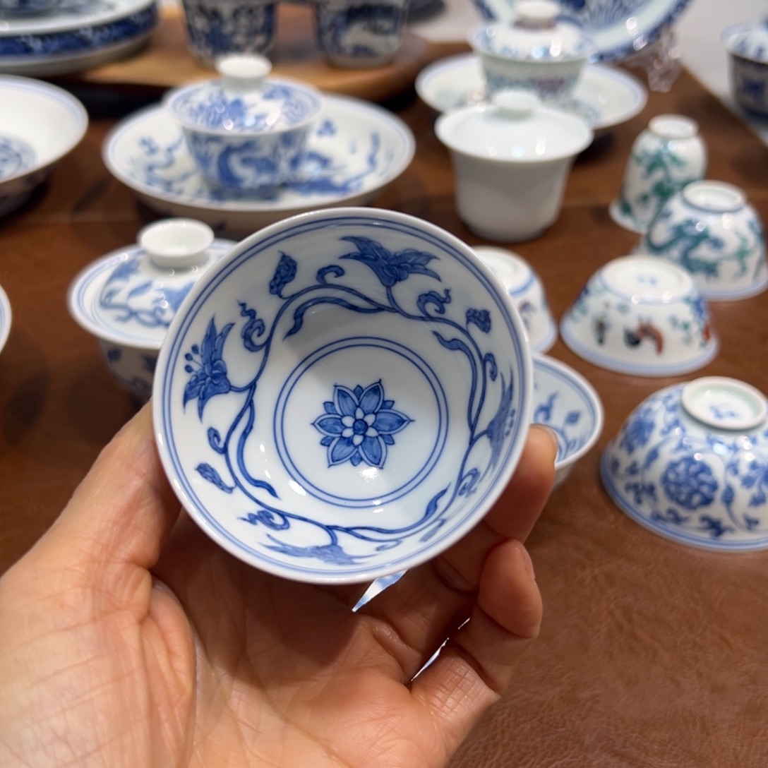 青花萱草宫碗杯60毫升