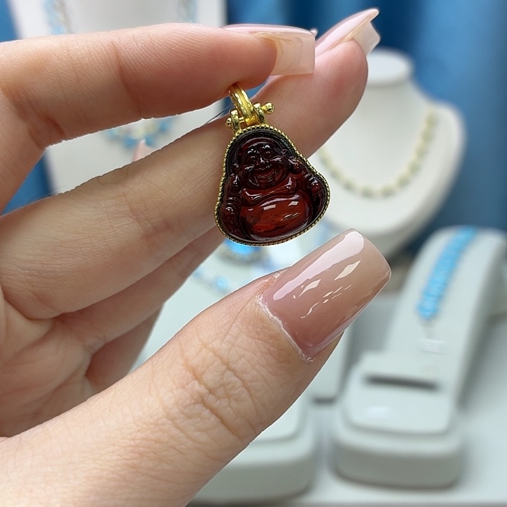 琥珀银S925镶嵌吊坠(不含链)