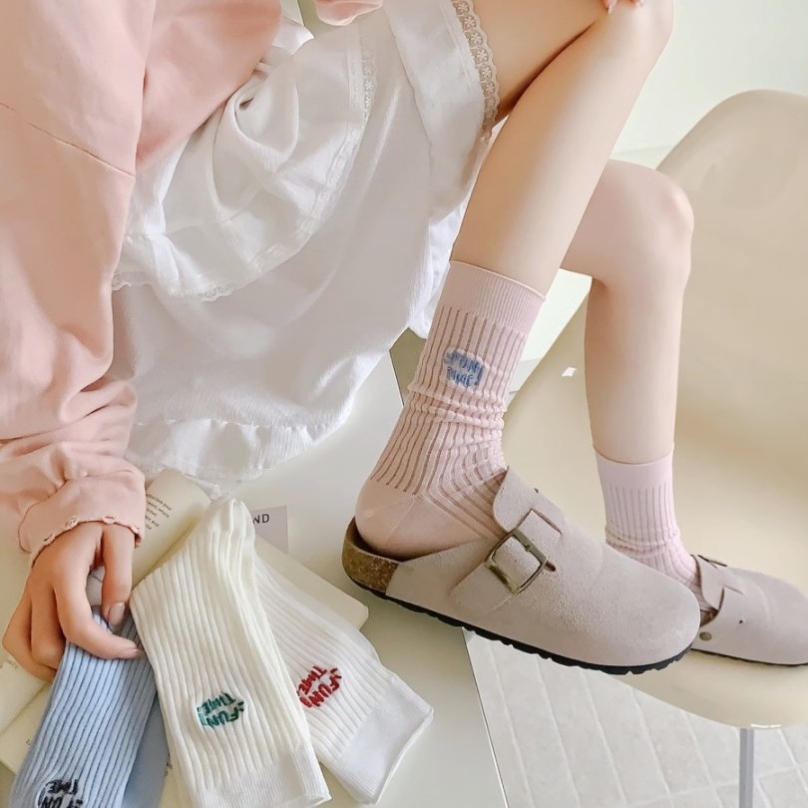 日系甜美马卡龙色女袜子5085春夏新堆堆袜防晒网袜纯色黑袜白袜女