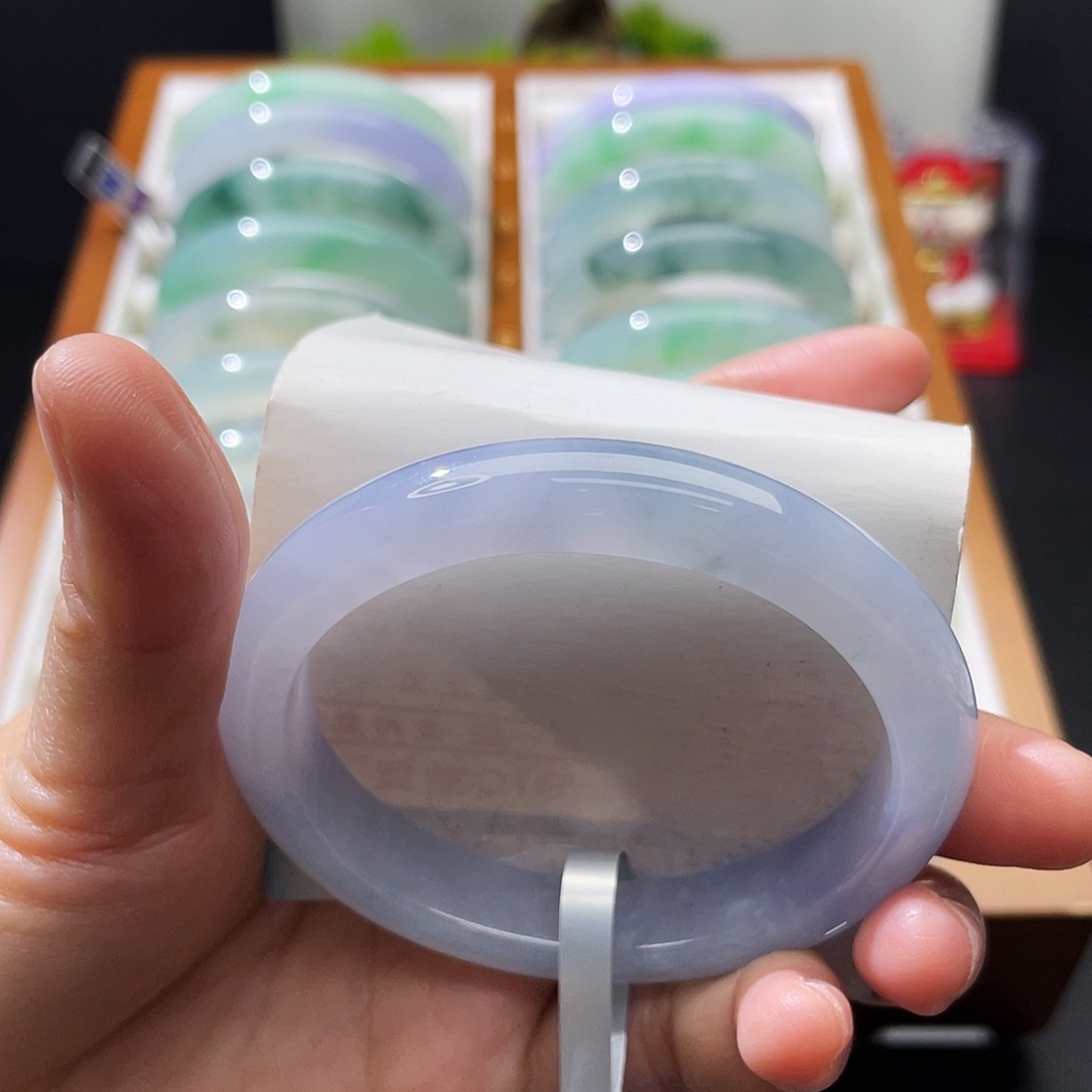 翡翠未镶嵌手镯54贵妃冰胶