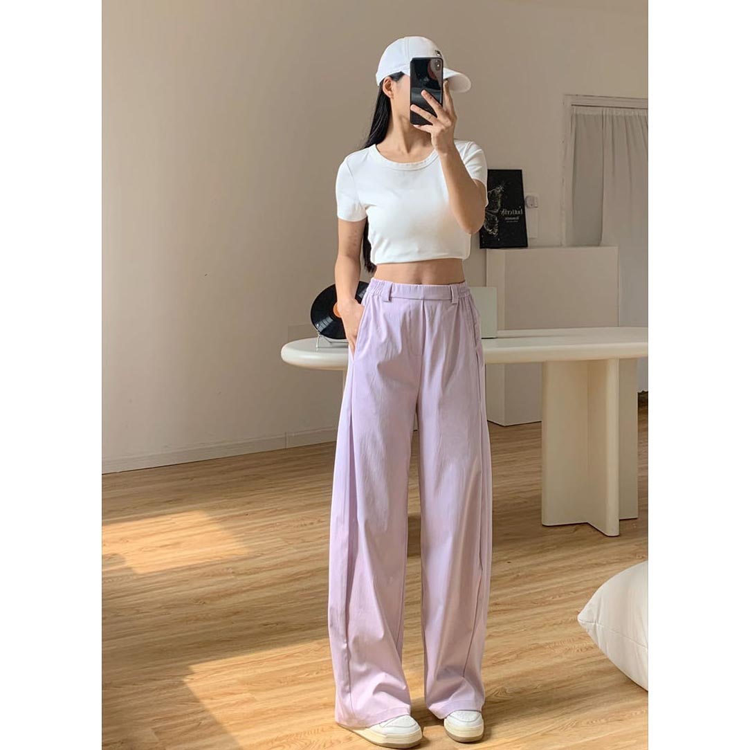 无印心匠C605-3 宽松休闲裤夏季高腰薄款长裤松紧腰 K1885