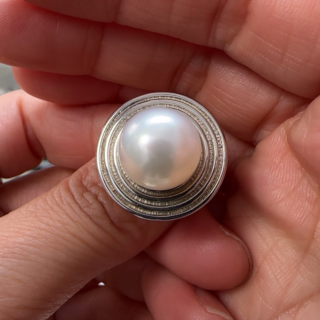 海水珍珠戒指银S925镶嵌