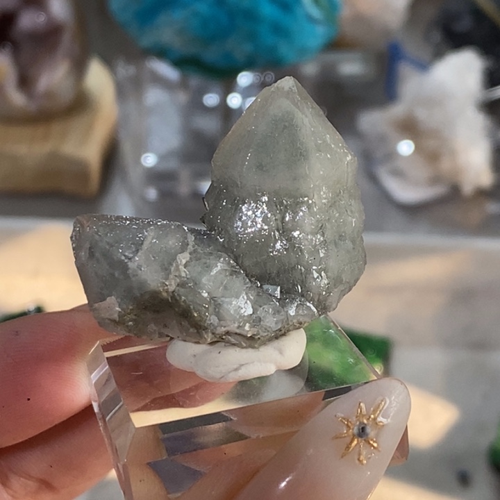 石材双头豆绿小蜡烛水结晶