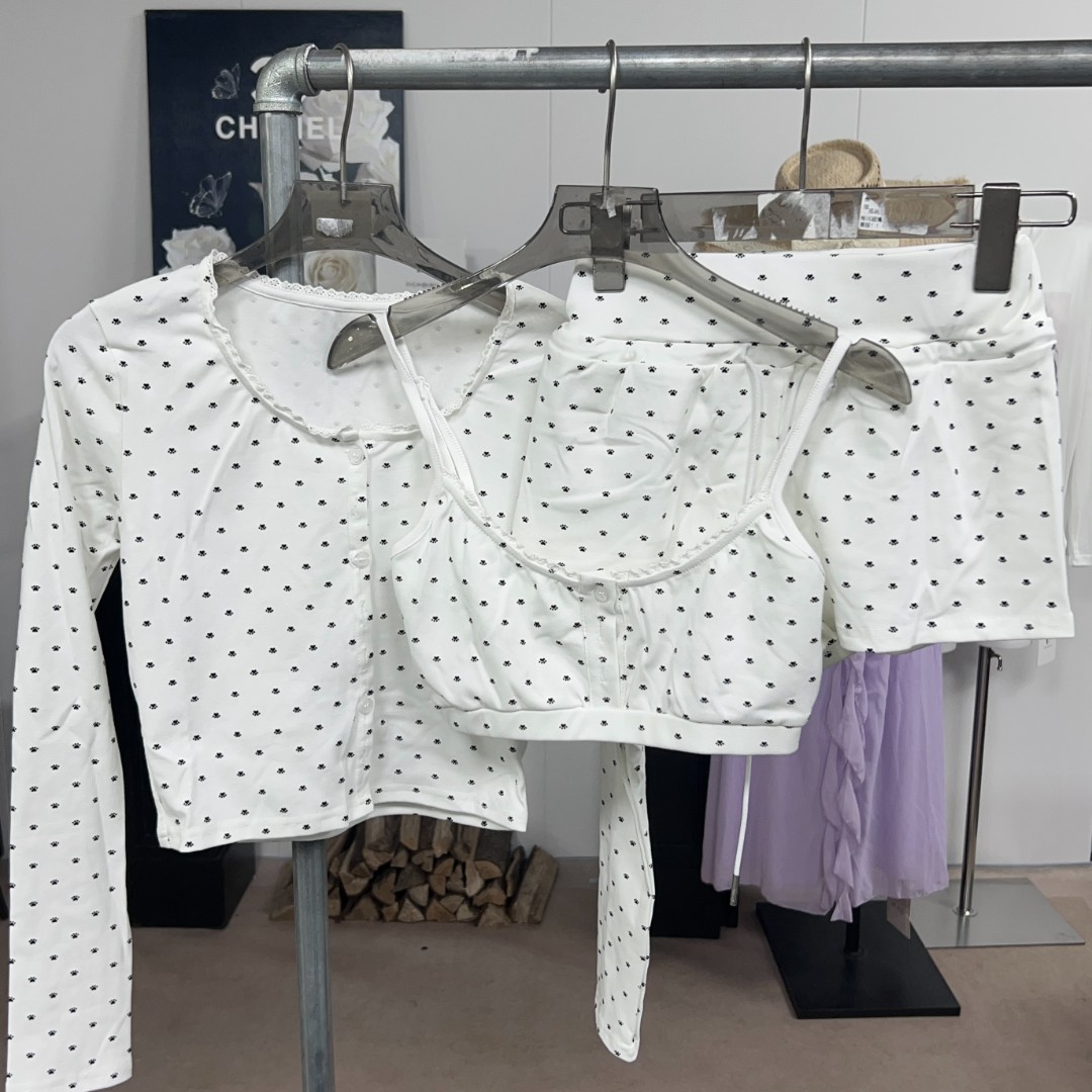 [胖鹅张] 纯欲少女猫抓印花三件套  #1218[实物以直播间展示为准]