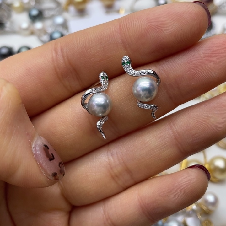 海水珍珠耳饰银S925镶嵌