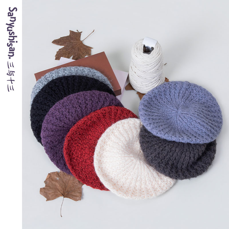 三与十三|帽暖暖|秋冬复古日系设计感针织镂空帽子