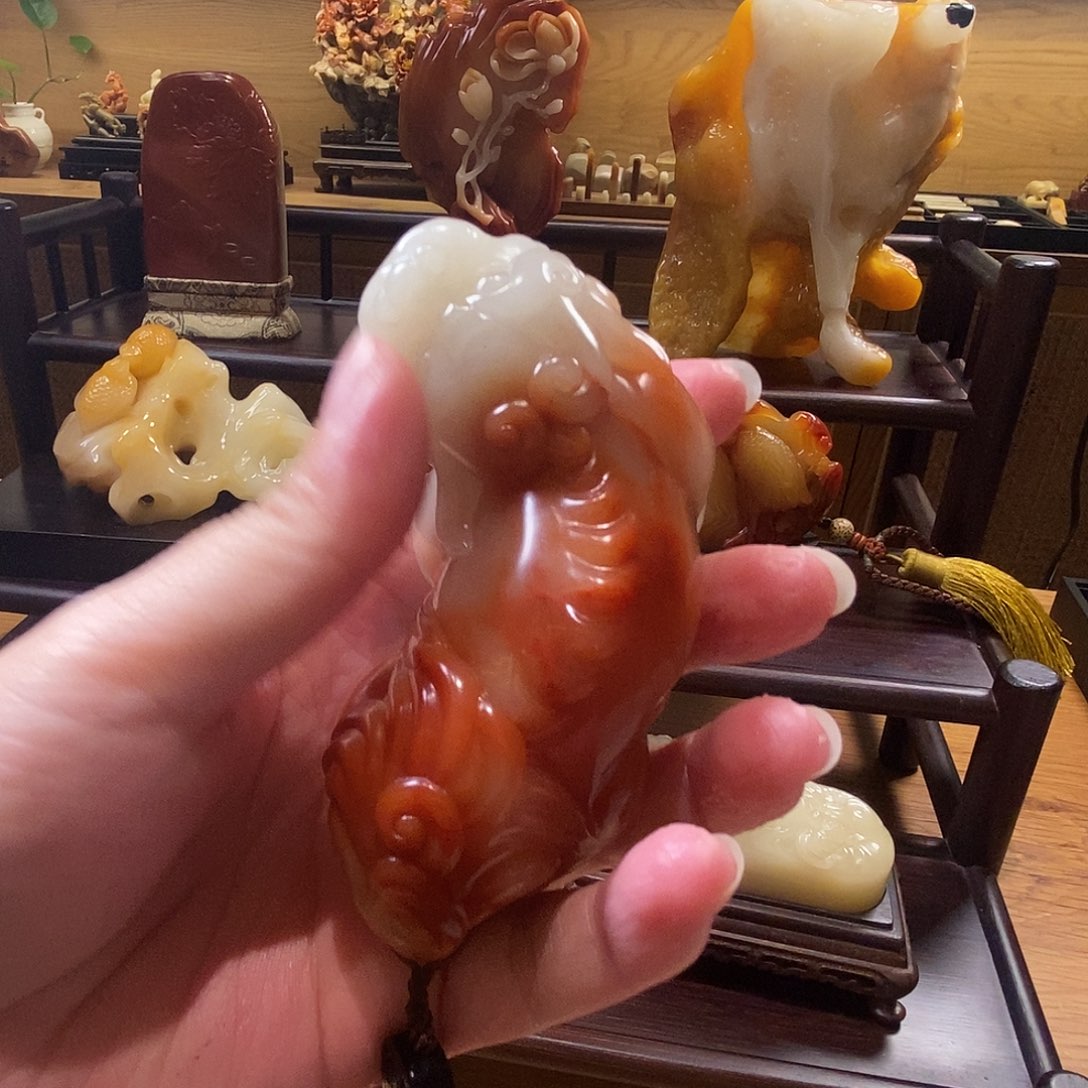 银S925古兽手把件