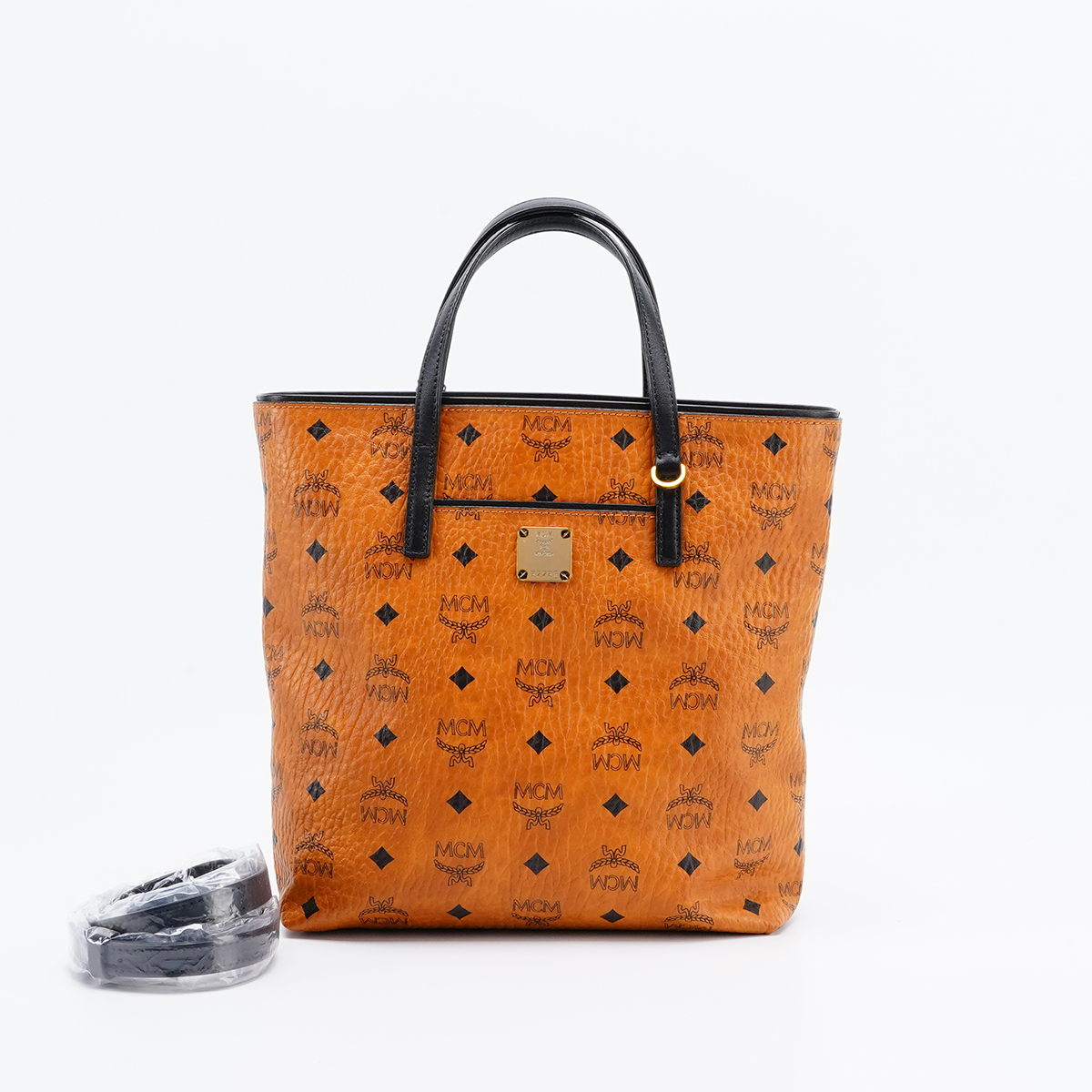95新 MCM 【MCM专属】竖版托特包干邑色拼黑色托特包/BG23008419