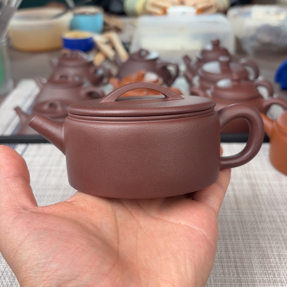 茶壶紫砂特价半手工老紫泥汉瓦壶190cc
