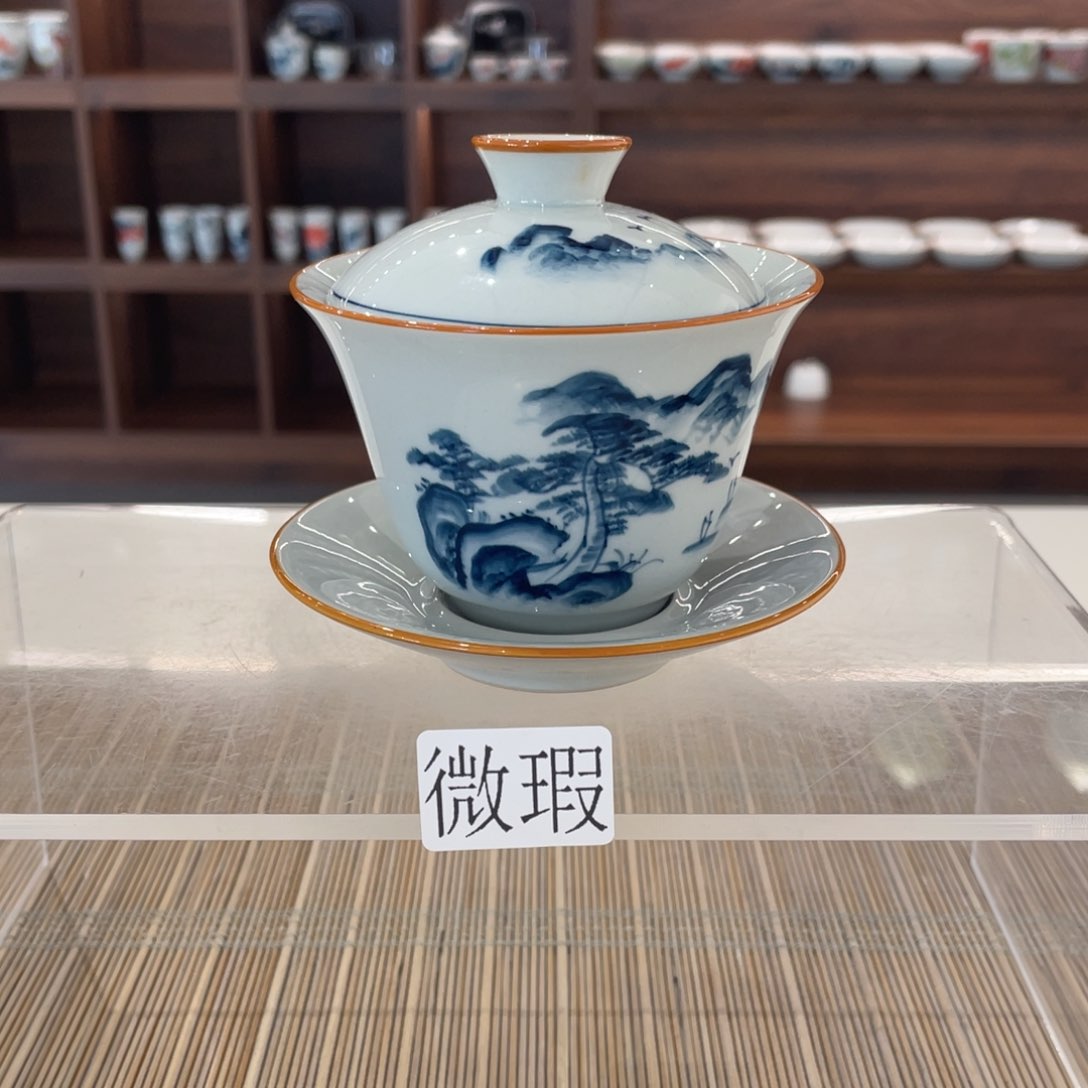 釉下手绘茶具微瑕