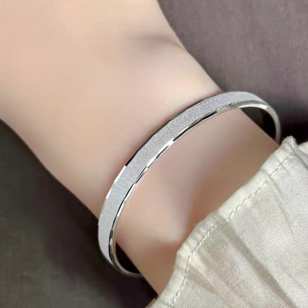 足银手镯 A33足银999.9爱如繁星满天星开口手镯女实心