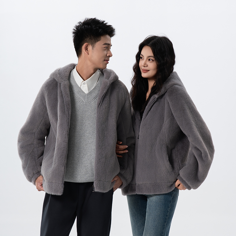 环保皮草/MiiOW猫人仿貂加厚新款睡衣家居服男女外穿套装冬季情侣