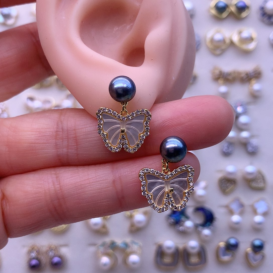 淡水珍珠耳饰合金