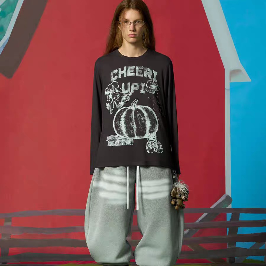  CHEERI UPI 2026春季新品格纹小象挂件玩具打底长袖t恤