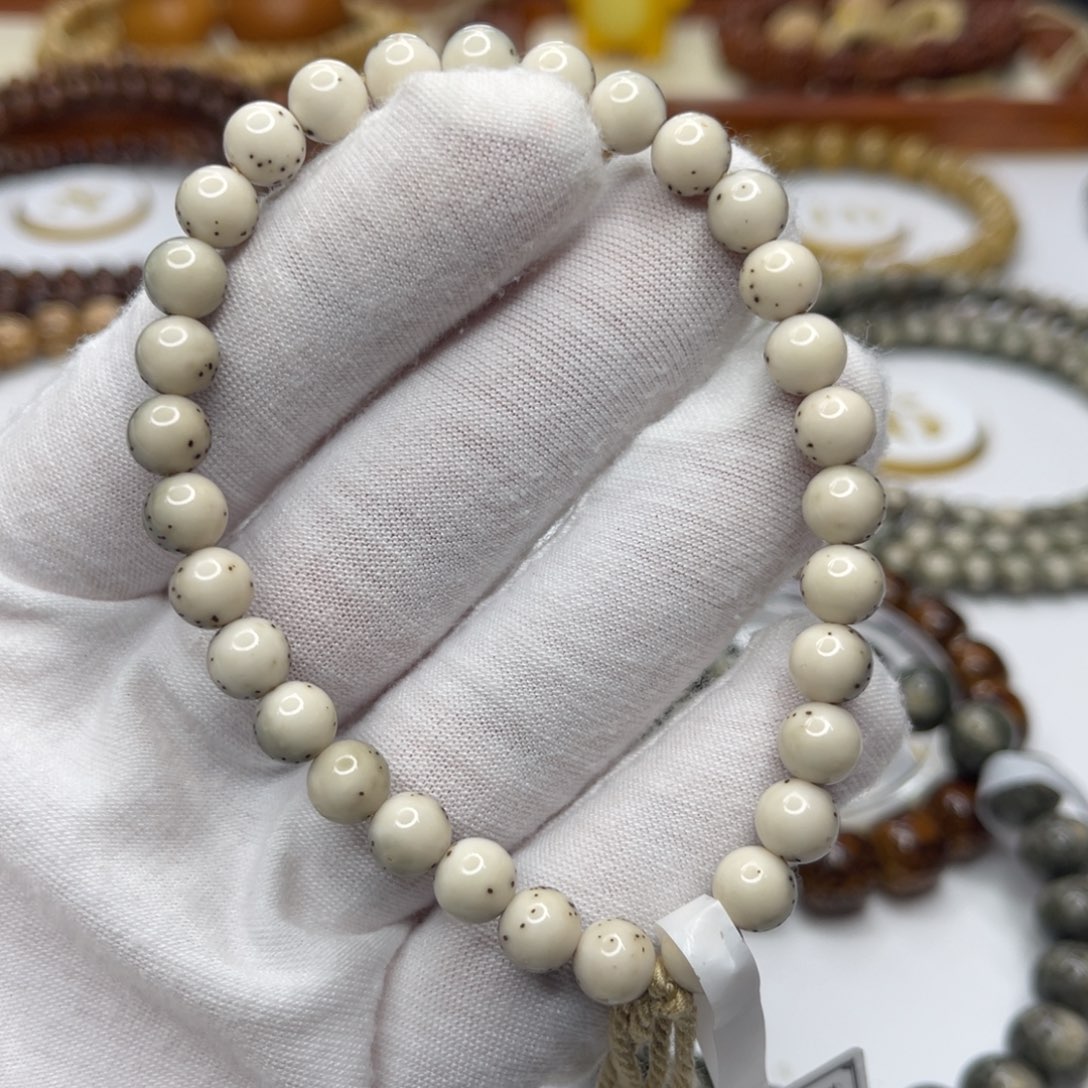 星月菩提手串7mm超美白月光半壁灰色大留白针尖星