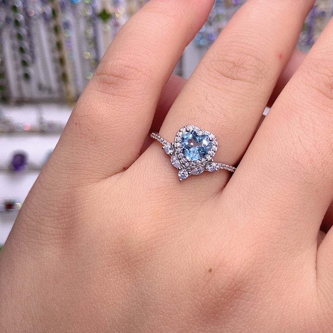 戒指托帕石银S925镶嵌