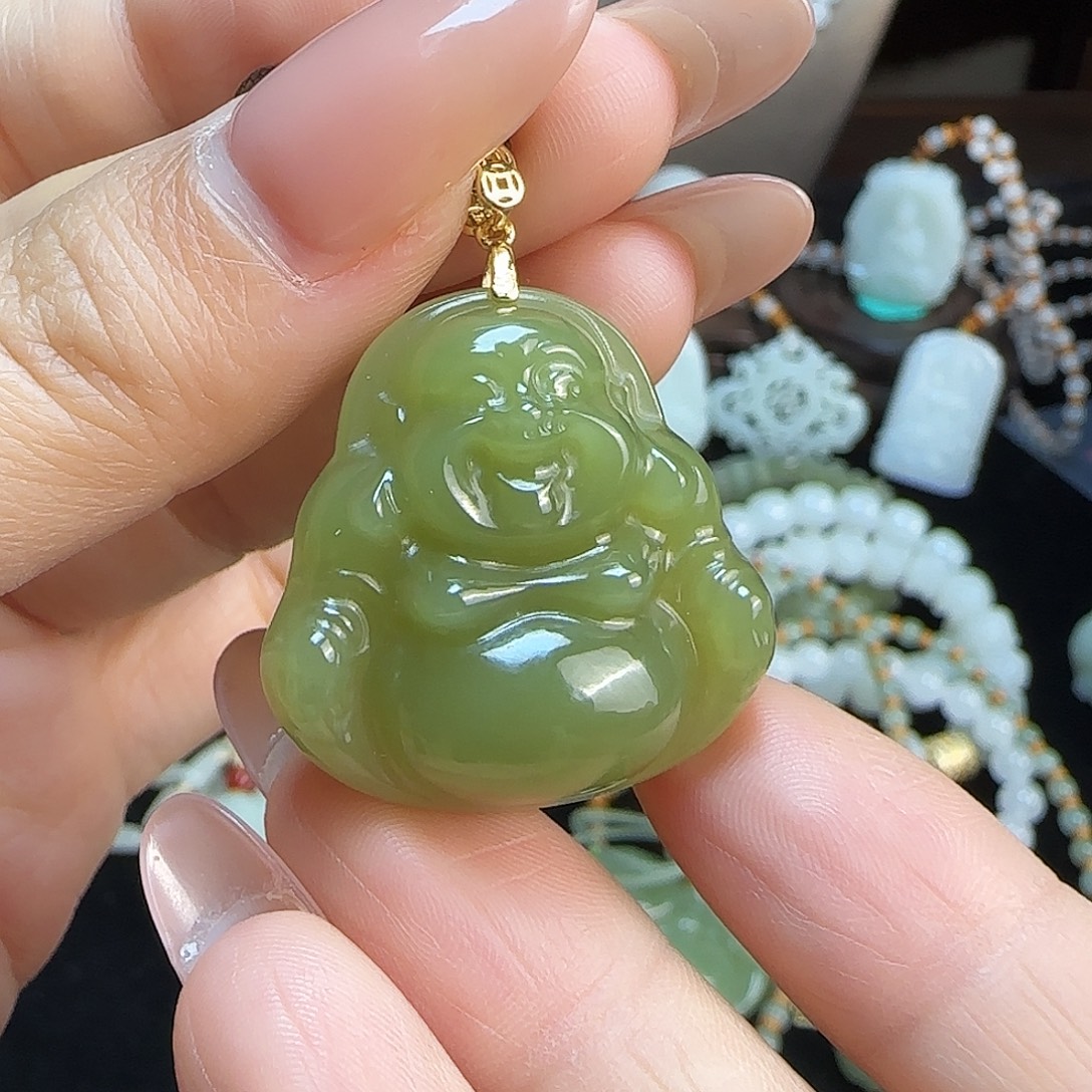 和田玉银S925镶嵌颈饰定制发货