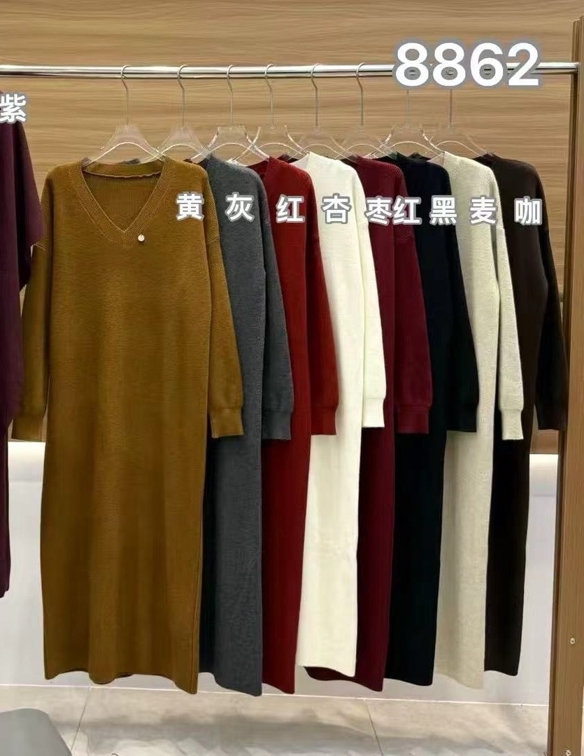 D28#2025秋冬新款针织时尚百搭气质修身连衣裙长裙