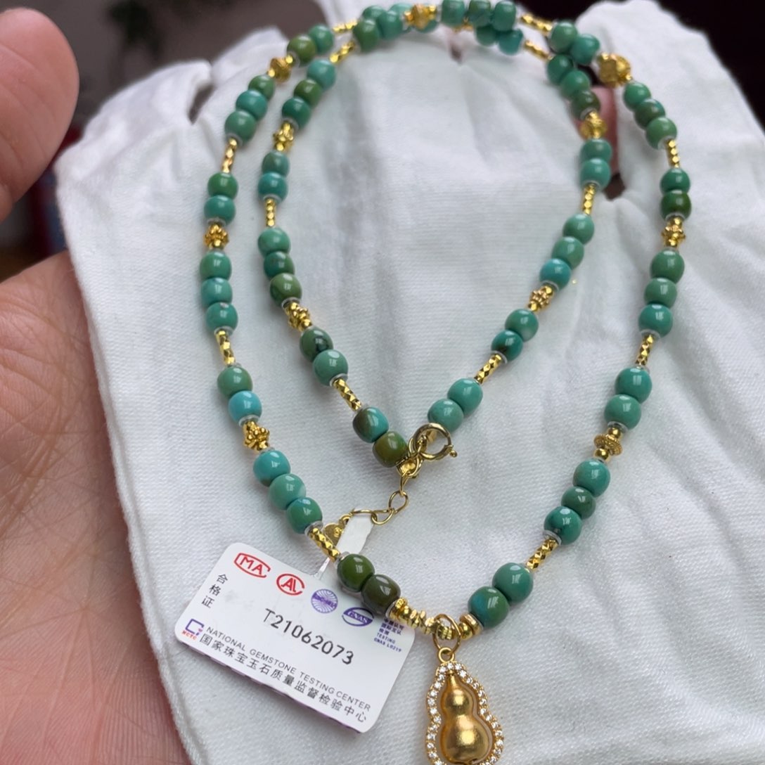 绿松石颈饰银S925镶嵌