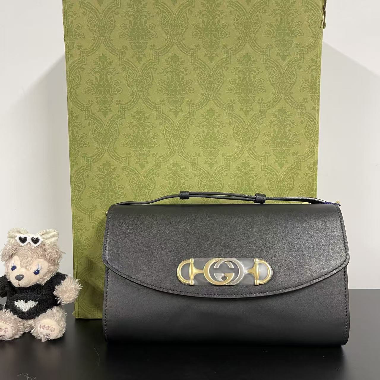 99新 GUCCI/古驰 【TVB识货】古驰黑色Zumi 单肩手提包