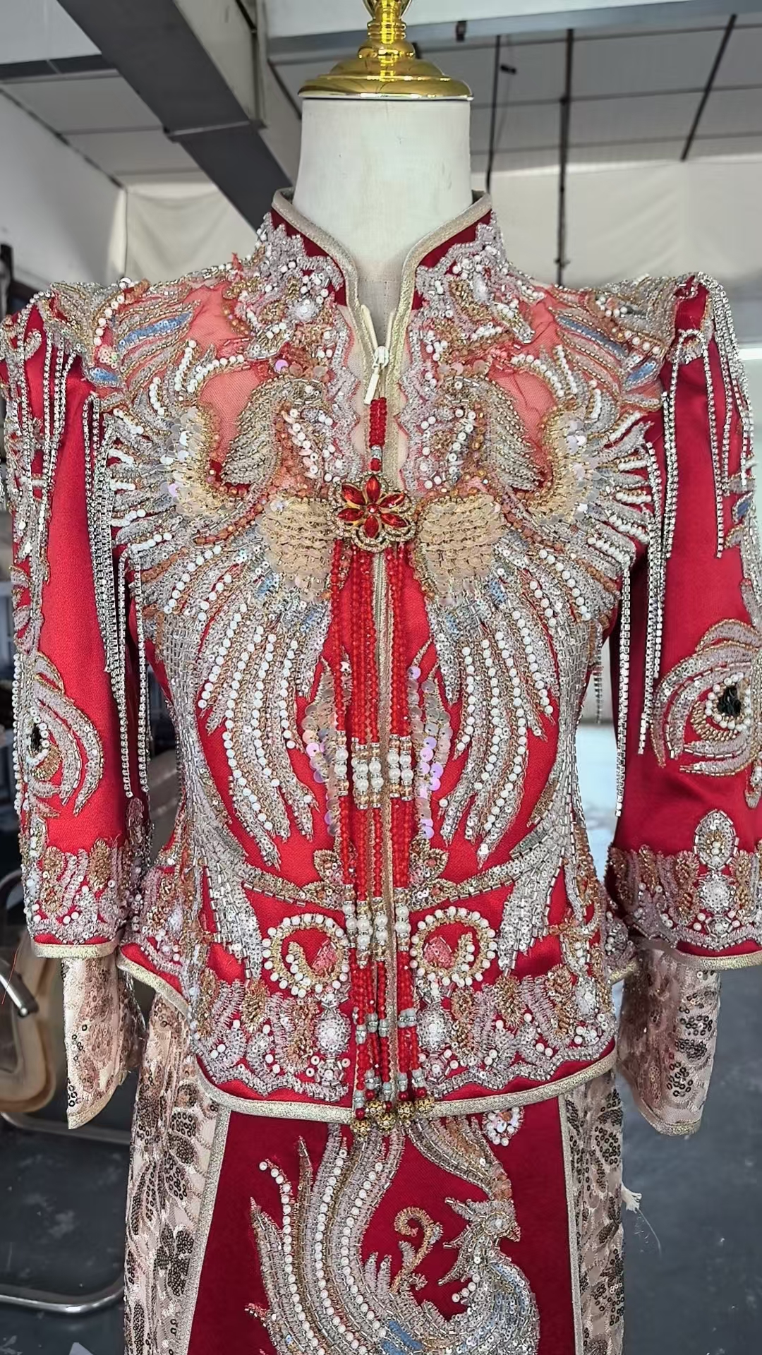 常规款立体剪裁七分袖女士秀禾服九分袖长袖镂空薄款