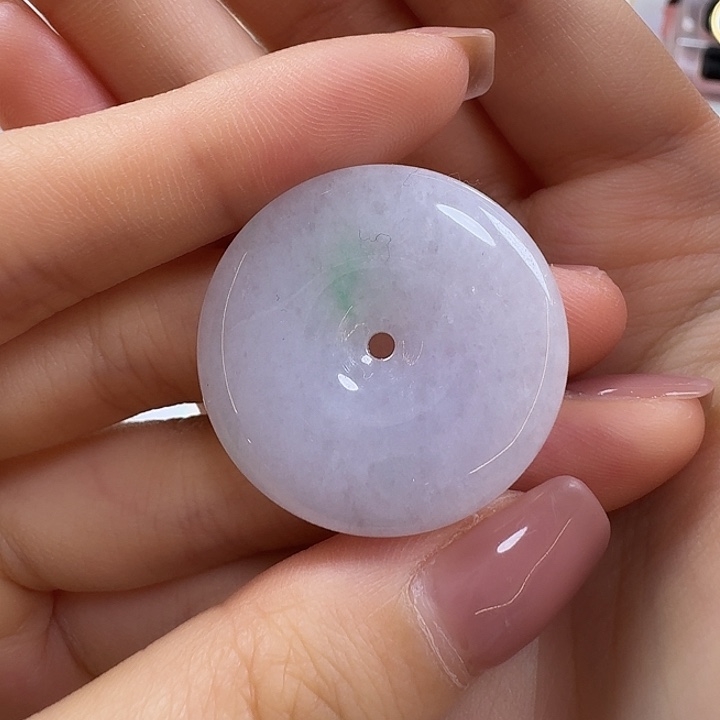 翡翠未镶嵌颈饰春彩平安扣