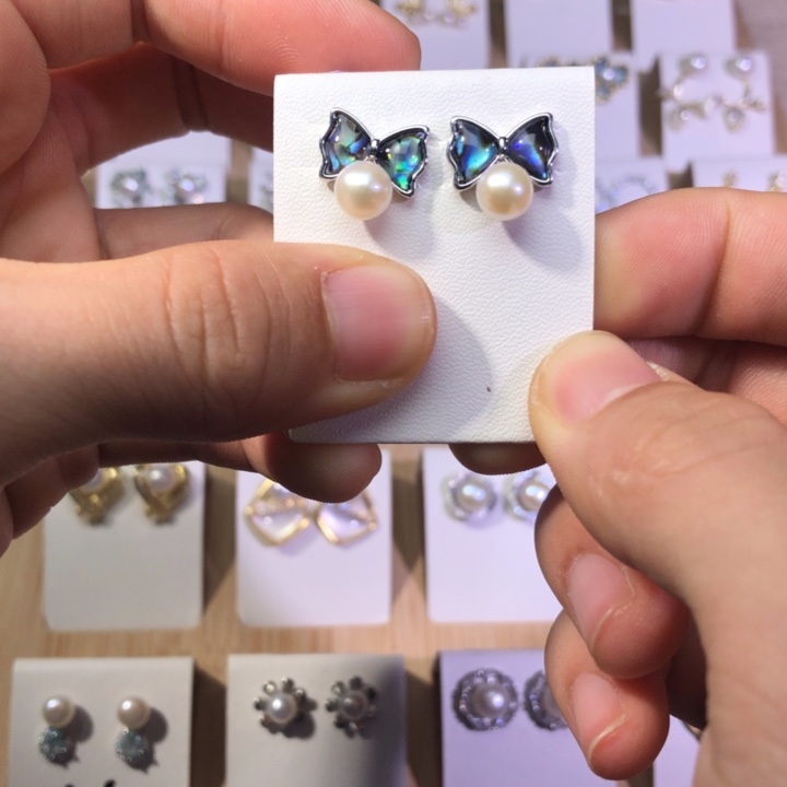 淡水珍珠耳饰银S925镶嵌